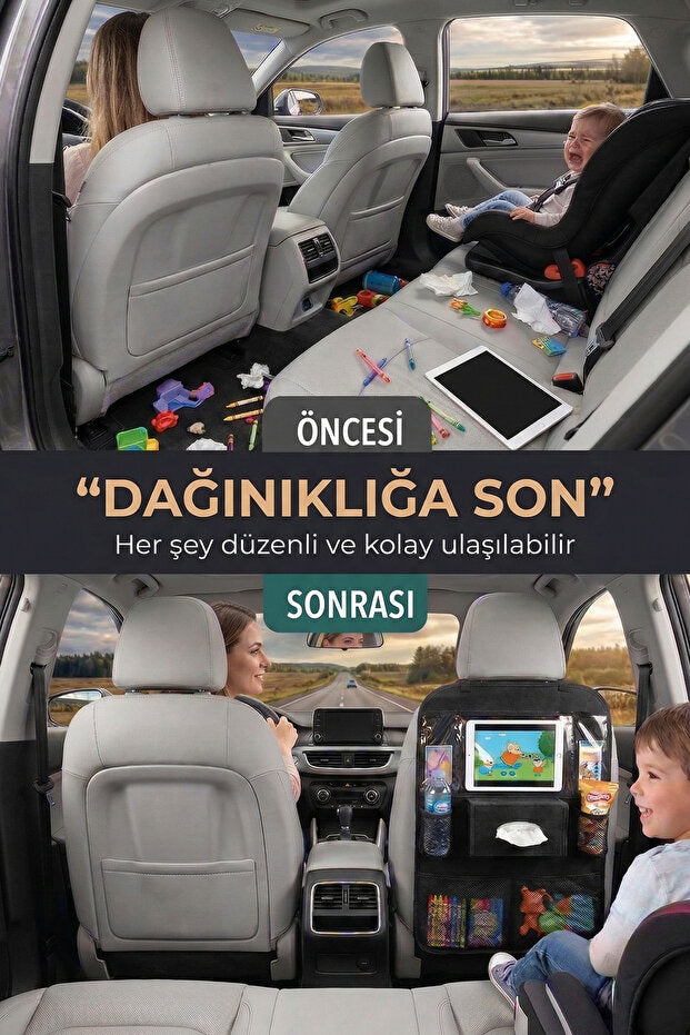 Çocuklu Aileler İçin Tablet Bölmeli Araç İçi Koltuk Arkası Düzenleyici