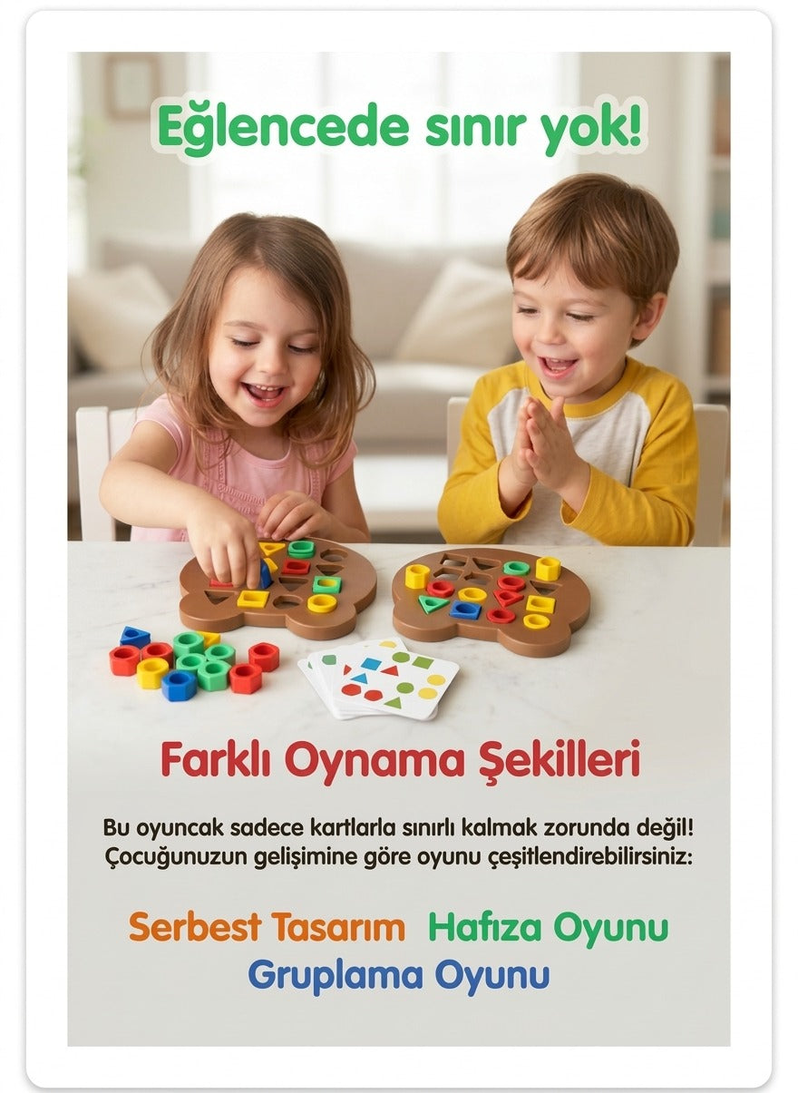 Ahşap Ayıcık Şekil ve Renk Eşleştirme Oyunu – 32 Parça