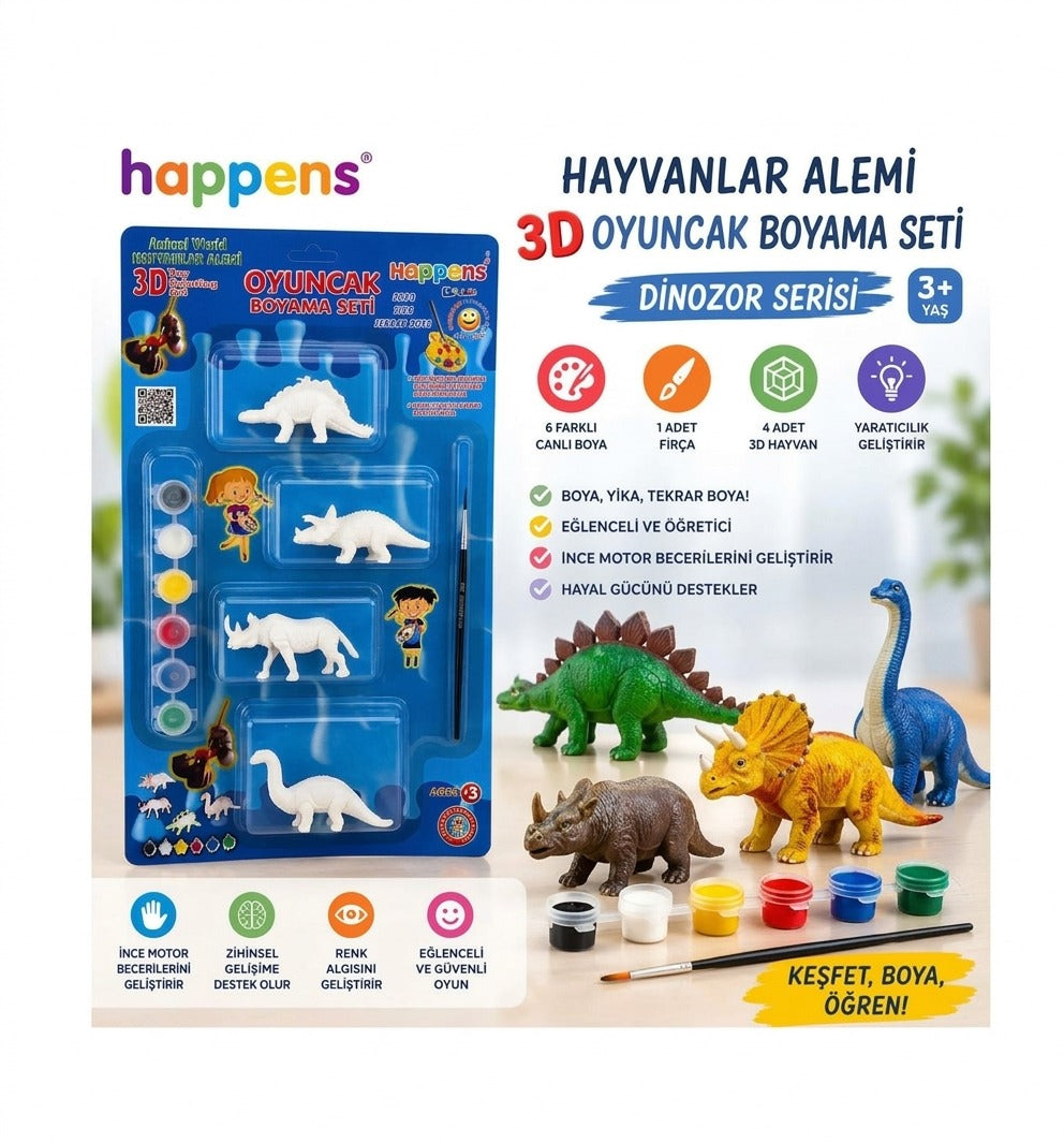 Hayvanlar Alemi 3D Oyuncak Boyama Seti – Dinozor Serisi