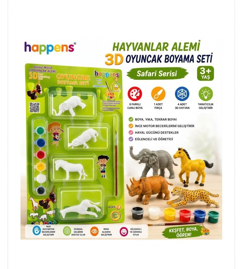 Hayvanlar Alemi 3D Oyuncak Boyama Seti – Safari Serisi