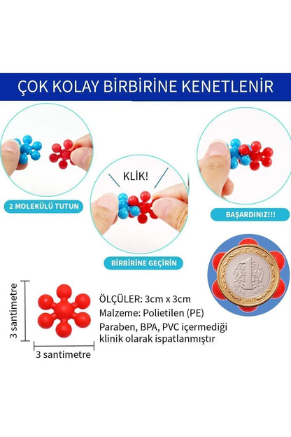 Yaratıcı Düşünce Geliştirici Molekül Yapı Taşları - 5 Renk 120 Parça